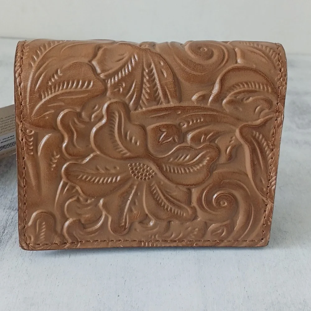Patricia NASH Brown Leather Small Wallet Tooled Clara Biscuit